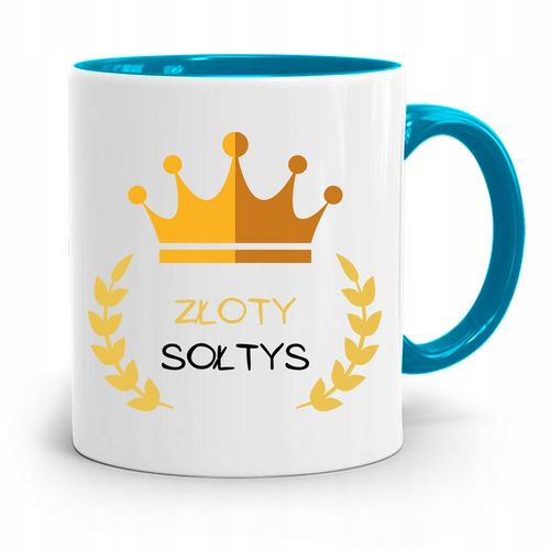 Dla Sołtysa Kubek Błękitny Złoty Sołtys Prezent Z Nadrukiem Ze Zdjęciem na Arena.pl