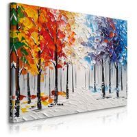 Obraz Canvas Do Jadalni Zimowy Las Pejzaż Abstrakcja Malarstwo 120cm x 80cm
