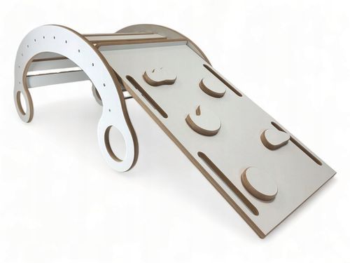 Drewniany Bujak Montessori dziecka +Poduszka Szara +Ścianka +Zjeżdżalnia CE na Arena.pl