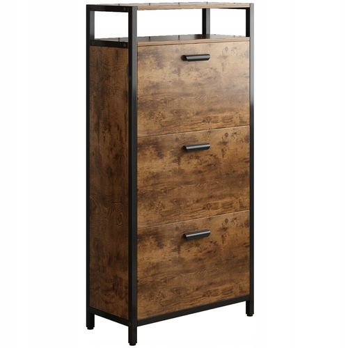 SZAFKA NA BUTY 3 PÓŁKI DO PRZEDPOKOJU RUSTYKALNY BRĄZ VINTAGE INDUSTRIALNA na Arena.pl