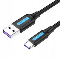 2 x Kabel USB-C Vention CORBI 5A 3m Szybkie Ładowanie DO USB Czarny
