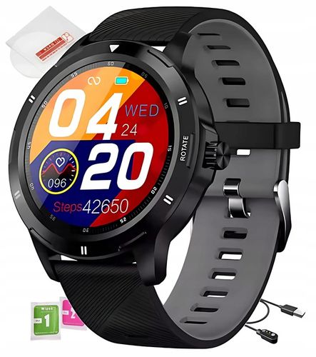 ZEGAREK SMARTWATCH SPORTOWY ROZMOWY MĘSKI DAMSKI POLSKIE MENU CZARNY na Arena.pl