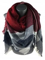 Jordan - miękka i ciepła chusta krata srebrna nitka bordo szary AC-25 HIT