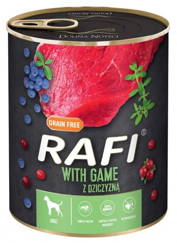 Rafi Mokra karma dla psów z dziczyzną, borówką i żurawiną 800 g na Arena.pl