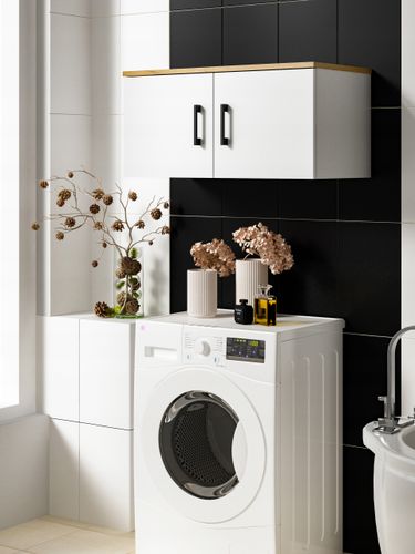 Szafka łazienkowa nad pralkę NERO 80 biały/dąb craft złoty (W3) na Arena.pl