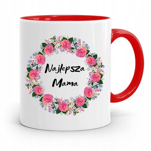 Kubek Czerwony Prezent Dla Najlepszej Mamy Matki Z Nadrukiem Ze Zdjęciem zdjęcie 1