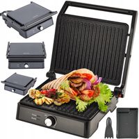 GRILL ELEKTRYCZNY OPIEKACZ TOSTER DO KANAPEK PANINI ROZKŁADANY DUŻY 2200W