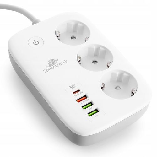 Listwa Zasilająca SMART WiFi Tuya Przedłużacz 3 AC 4 USB 2m Spacetronik na Arena.pl