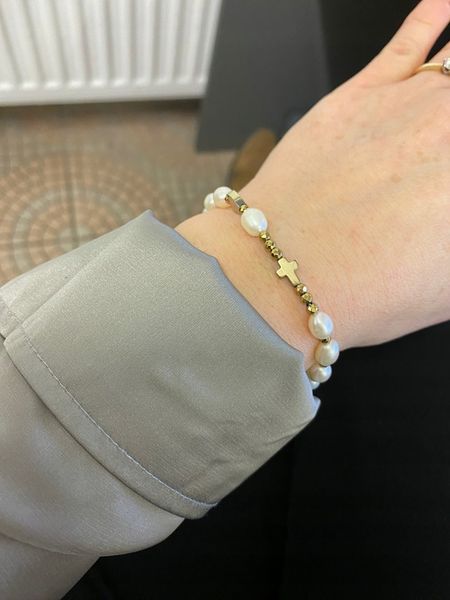 Bransoletka różaniec komunia perły naturalne zdjęcie 3