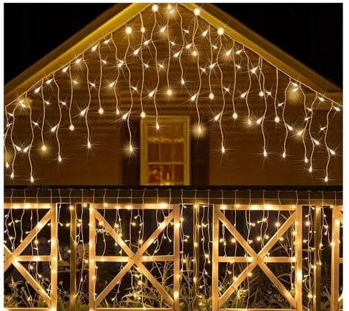 Lampki Zewnętrzne Sople LED 500 23m Biały Ciepły Światełka Świąteczne na Arena.pl