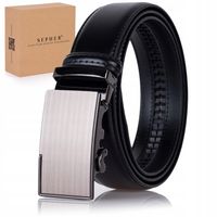 Pasek Skórzany Męski CZARNY klamra automat spodni