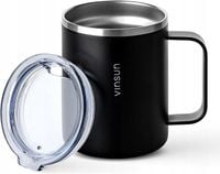 kubek termiczny ze stali nierdzewnej 350 ml, podróżny z uchwytem czarny
