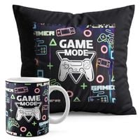 ZESTAW KUBEK + PODUSZKA CZARNA - GAMER GAMEPAD GAMBLING GRY