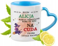 Dla Alicji Kubek Błękitny Z Uszkiem W Kształcie Serca Na Prezent Na Kawę