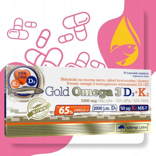 Suplement diety Gold omega 3 D3 K2 kapsułki 30 szt. Olimp laboratories na Arena.pl