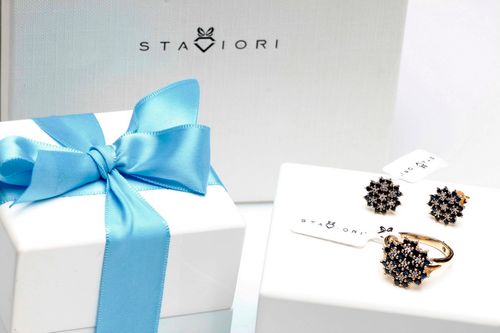 kolczyki złote z szafirami i brylantami na Arena.pl