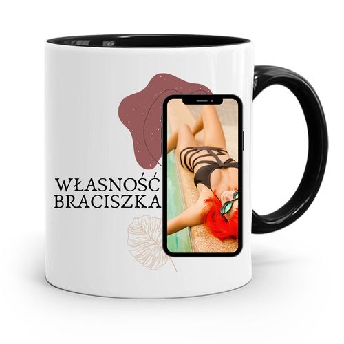 Kubek Czarny Prezent Dla Brata Własność Braciszka Z Nadrukiem Ze Zdjęciem na Arena.pl
