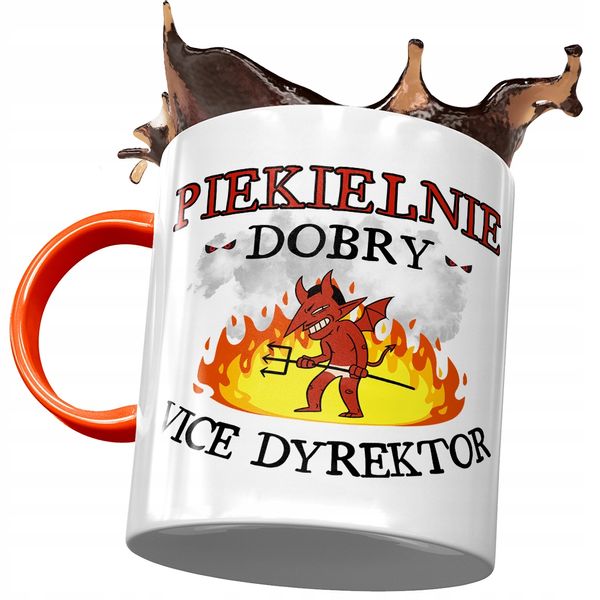 Kubek Pomarańczowy Dla Vice Dyrektora Piekielnie Z Nadrukiem Ze Zdjęciem zdjęcie 1