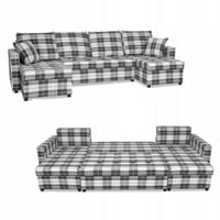 Narożnik Winston BIG U funkcja spania Family Meble krata granatowo - biała