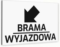 Tabliczka znak informacyjny 20x15 Biała BRAMA WYJAZDOWA Nierdzewna