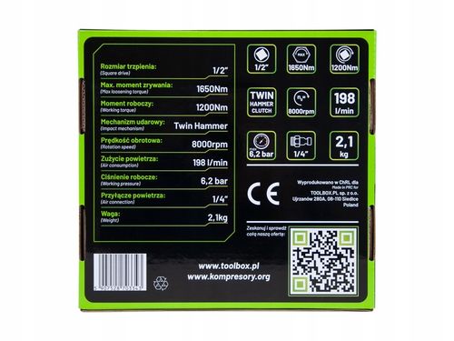 Klucz Udarowy Pneumatyczny 1650nm Twin Hammer 1/2" 4 Stopnie Regulacji 2kg na Arena.pl