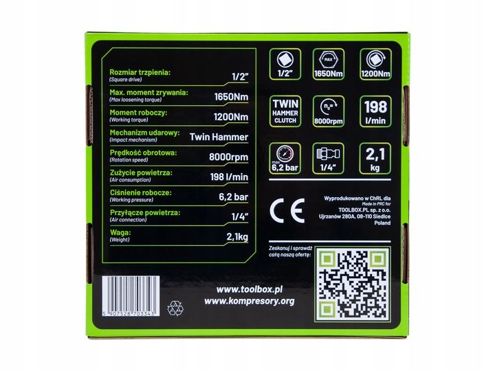 Klucz Udarowy Pneumatyczny 1650nm Twin Hammer 1/2" 4 Stopnie Regulacji 2kg zdjęcie 9