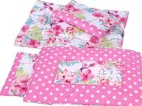 Pościel BOBO z aplikacją dla lalki  różowe kwiaty