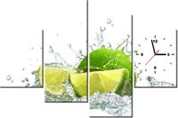 120CM 80CM ZEGAR 4 ELEM LIMONKA OBRAZ ŚCIENNY