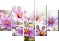 105CM 150CM ZEGAR 5 ELEM DELIKATNE KWIATY DRUK OBRAZ