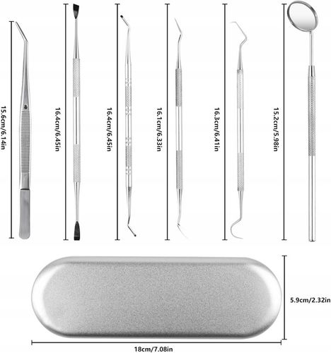 ZESTAW NARZĘDZI STOMATOLOGICZNYCH DENTYSTYCZNY LUSTERKO ZGŁĘBNIK 6szt na Arena.pl