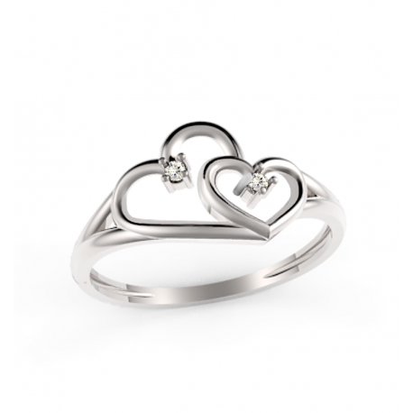 SREBRNY PIERŚCIONEK DWA SERDUSZKA Z CYRKONIAMI PRÓBA SREBRA 925 na Arena.pl