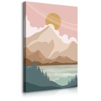 Obraz Na Płótnie Krajobraz Góry Jezioro Styl Boho Las Natura 80cm x 120cm