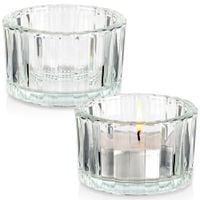 2x Świecznik Szklany Podstawka na Świeczkę Tealight Stół Zestaw Świeczników