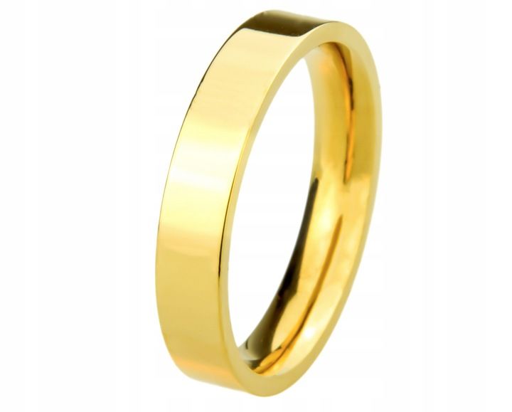 OBRĄCZKA ŚLUBNA PŁASKA ZŁOTA STAL CHIRURGICZNA 8 zdjęcie 1