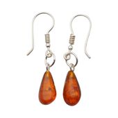 Kolczyki - koniakowy Bursztyn krople i srebro