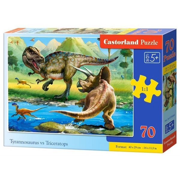 Puzzle 70 tyranosaur vs tricer CASTOR zdjęcie 1