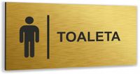 Tabliczka informacyjna oznaczenie na TOALETĘ MĘSKĄ Tablica aluminium ZŁOTA