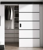 Drzwi przesuwne  białe Black line 96*205 cały zestaw