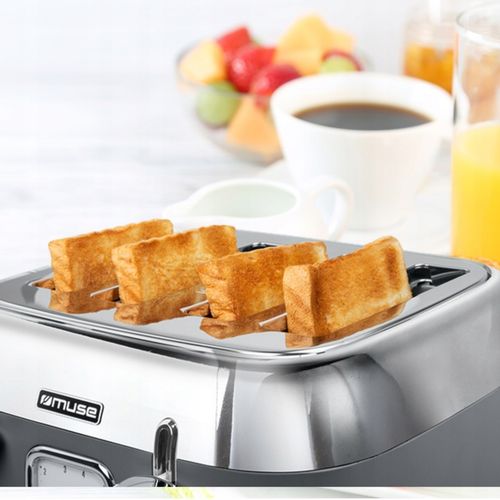 TOSTER OPIEKACZ RETRO DUŻA MOC 1800W NA 4 TOSTY SZARY/SREBRNY MUSE MS-131DG na Arena.pl