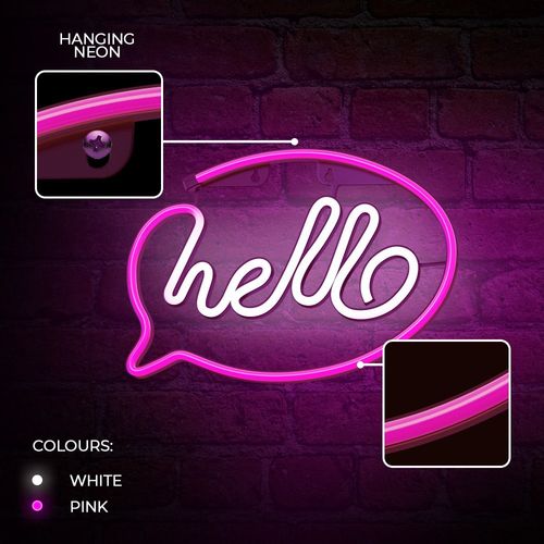 Neon LED HELLO róż biały Bat + USB FLNE15 Forever Light na Arena.pl