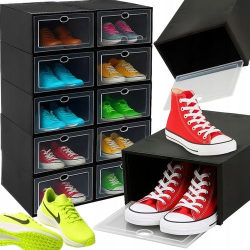 ZESTAW 10X ORGANIZER PUDEŁKA NA BUTY Z KLAPĄ SZAFKA REGAŁ DO SZAFY na Arena.pl