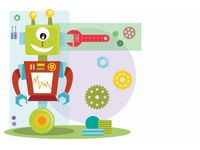 60X40CM ROBOT JEDNYM KÓŁKU OBRAZ