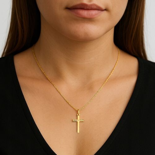 Złoty Łańcuszek Krzyżyk 585 Chrzest Komunia Grawer na Arena.pl