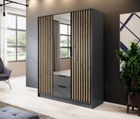 Szafa Lamele 155cm Grafit z Lustrem NELA PS