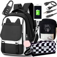 PLECAK SZKOLNY KOT KOTEK TORNISTER PIÓRNIK + TORBA DLA DZIEWCZYNKI ZESTAW