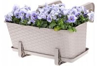 Skrzynka balkonowa doniczka prostokątna z podstawką uchwytami 40 cm karmel