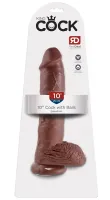 king cock model 25 cm - brązowy, anatomiczny kształt, przyssawka
