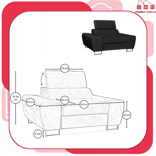 Zestaw mebli wypoczynkowych salon Bosso Sofa 2os fotele czarne Family Meble na Arena.pl