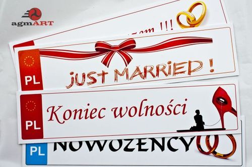TABLICE ŚLUBNE weselne tablica na samochód IMIONA na Arena.pl