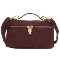 VERA PELLE torebka zamszowa listonoszka mała z paskiem V709 c.bordowa